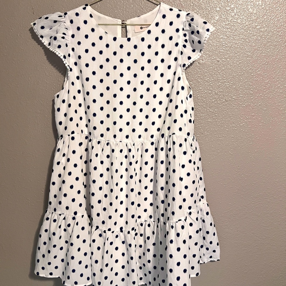 The Impeccable Pig navy and white dress with pockets